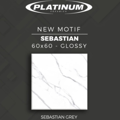 SEBASTIAN GREY REC GLOSSY UK.60X60 DINDING LANTAI KERAMIK PLATINUM