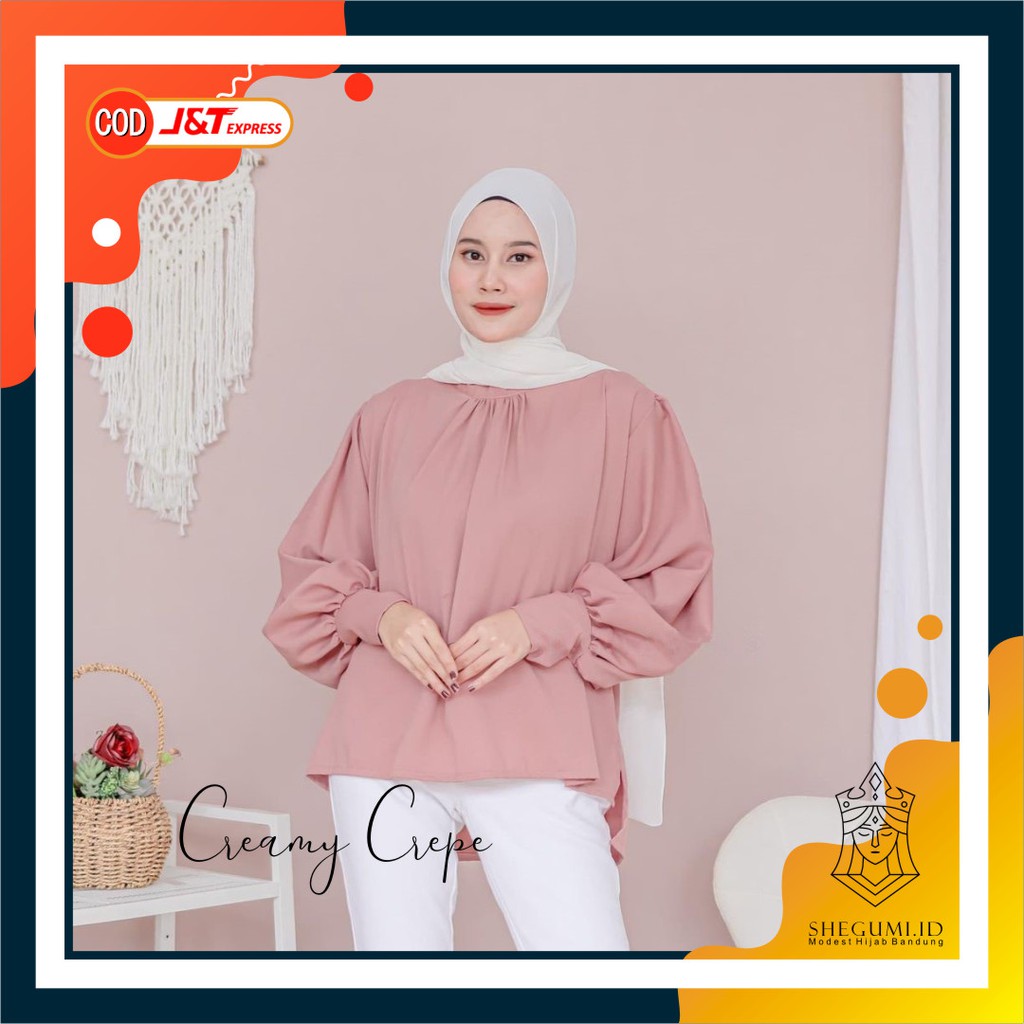 Baju Blouse Wanita Terbaru Lengan Panjang Model Balon