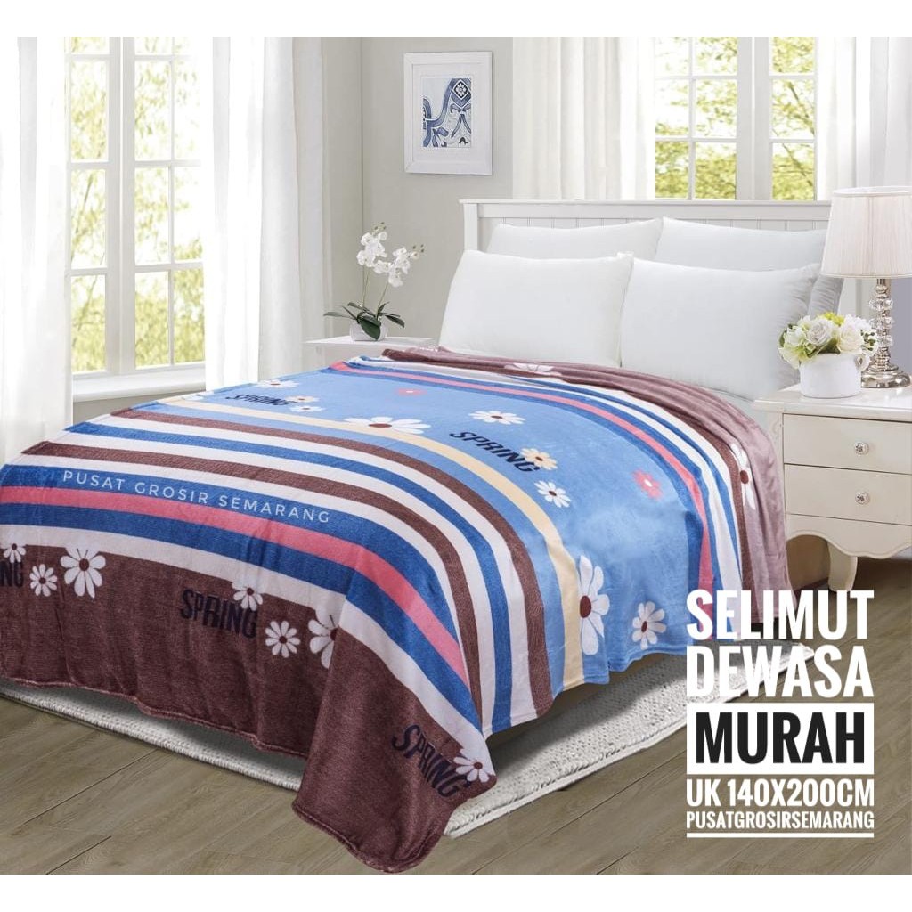 Selimut Dewasa Murah MORIA Abstrak Leaf Polkadot Flower Bvrbery Reindeer Could Moon Star Awan Rusa-Stripes Daisy