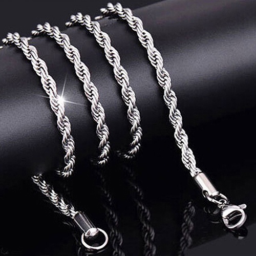 Hu Hu Hu Hu Hu Alat Bantu Pasang Kacamata♡ Kalung Rantai Sterling Silver 925 Model Twist Untuk Pria Dan Wanita