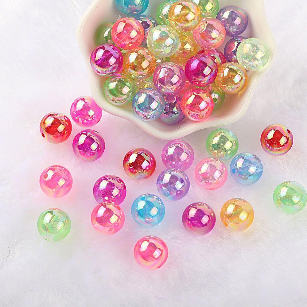 Mxbeauty AB Transparan Manik-Manik Pelangi4 /6 /8 /10 /12mm Kalung Gelang DIY Craft Kristal Akrilik Manik-Manik Bulat