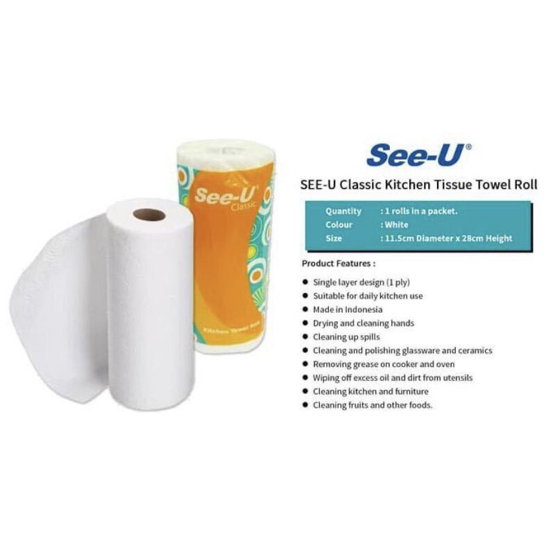 Tisu kitchen SEE -U Kithchen Dapur Towel Roll classic 1ply 130 sheets / TISU MINYAK GORENG HARGA TERMURAH