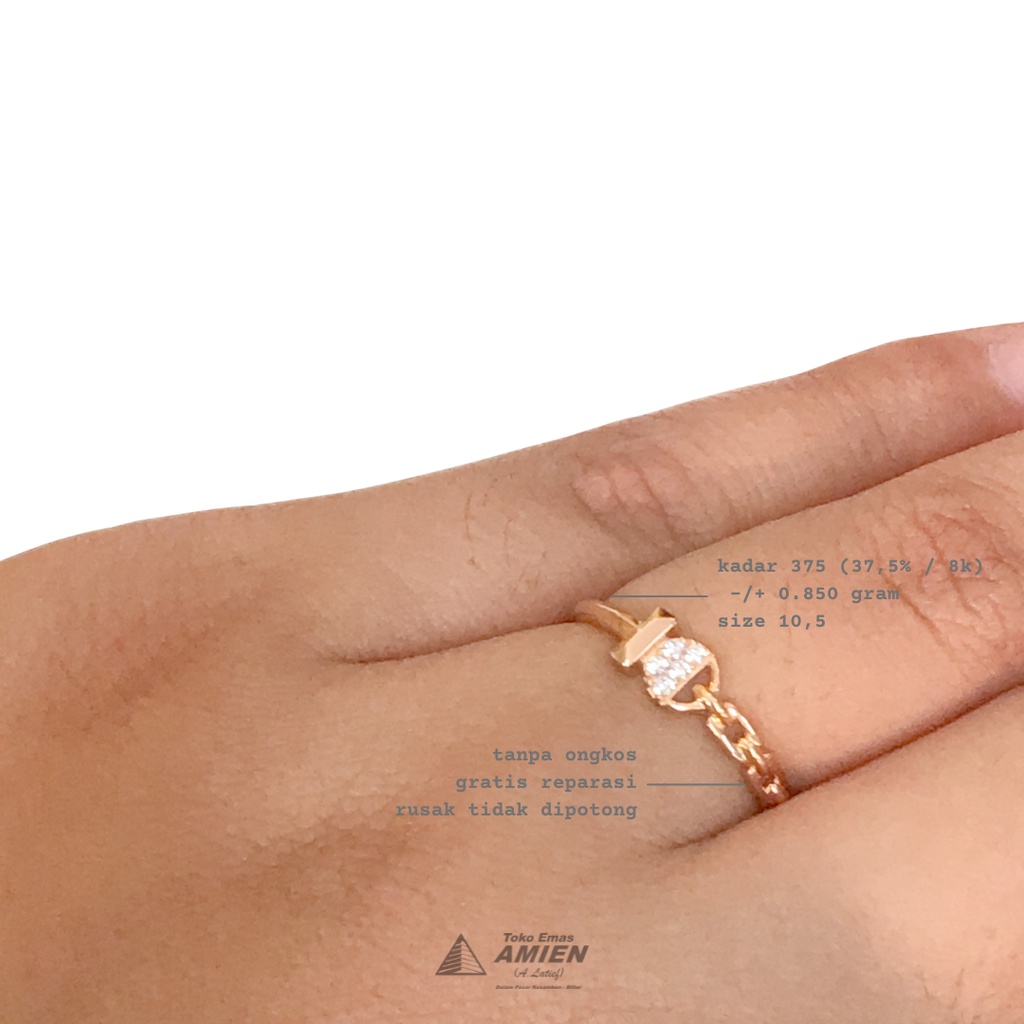 Toko Emas Amien Cincin Emas Asli YT Utama Putra Kadar 375 (37,5% / 8K) 0.850 Gram - Setengah Rantai 