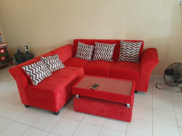 Sofa L Putus Minimalis + Meja (harga Obral)