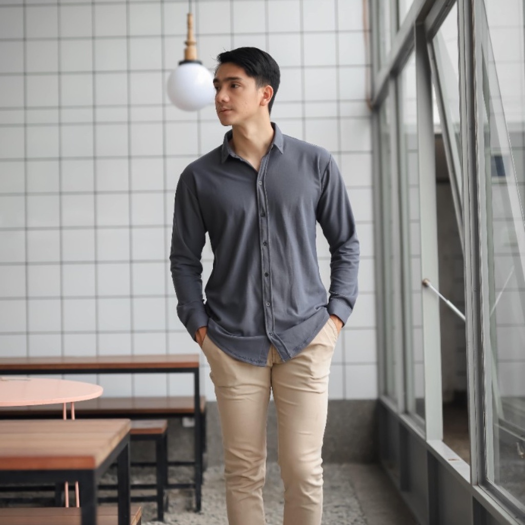 Kemeja Panjang Kemeja Polos Kemeja Slimfit Kemeja Formal Besic Kemeja Kantor Lengan Panjang Coral