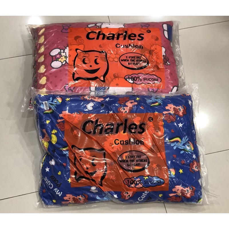 Bantal CHARLES BANTAL MOTIF KARAKTER BANTAL KEPALA BAHAN SILICON / DAKRON / BUSA Tidur Charles Silikon Putih Vakum Empuk Grosir Murah