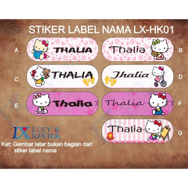 

Sticker label nama waterproof Hello Kitty