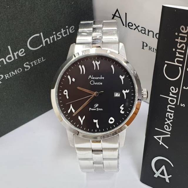 JAM TANGAN PRIA ALEXANDRE CHRISTIE AC 1007 SILVER BLACK ORIGINAL