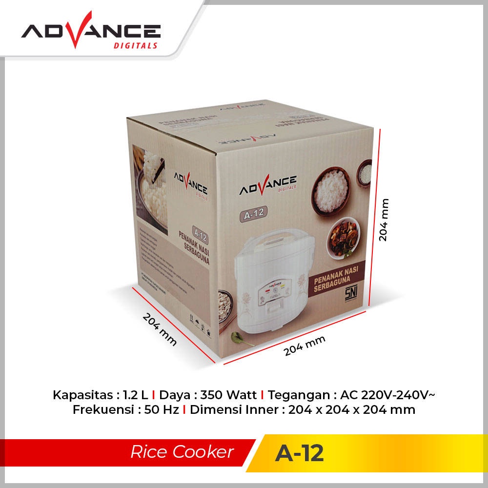 【Garansi 1 Tahun】Advance A-12 Rice Cooker Mini 1.2L Penanak Nasi Serbaguna 3 in 1 Magic Com