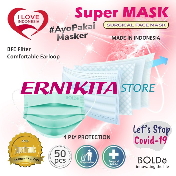 BOLDe Masker Medis 4 ply izin  Depkes - Super Mask Surgical Mask