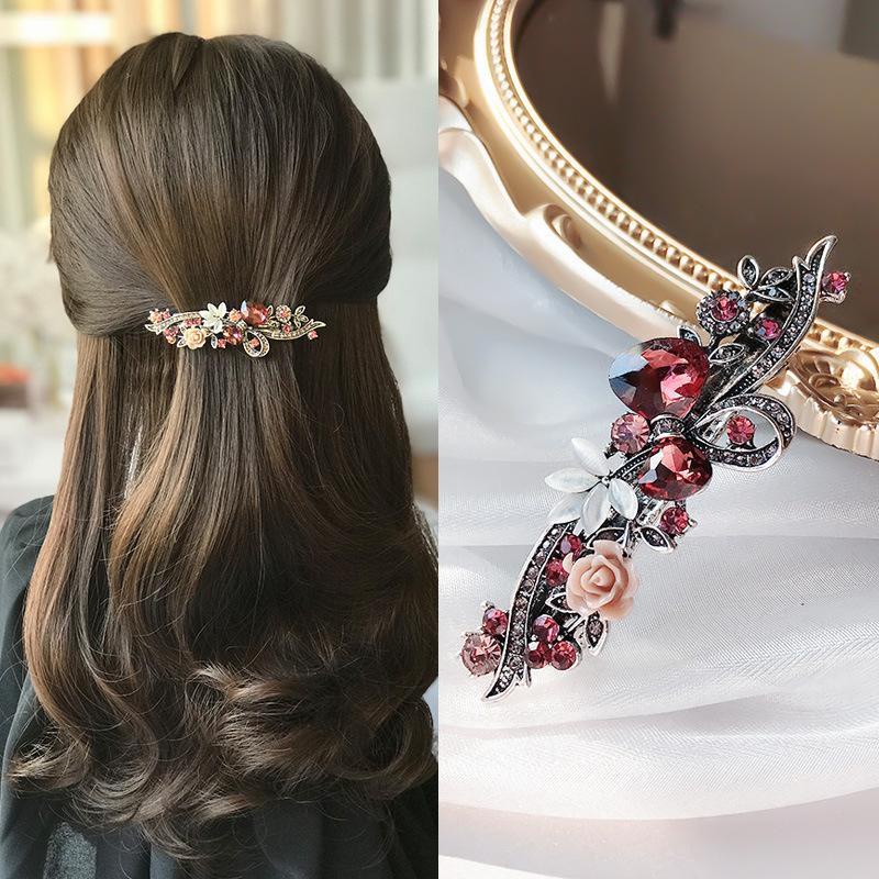 jepit rambut wanita elegan otomatis motif korea terbaru zirkon kombinasi mata kucing original import JO06#