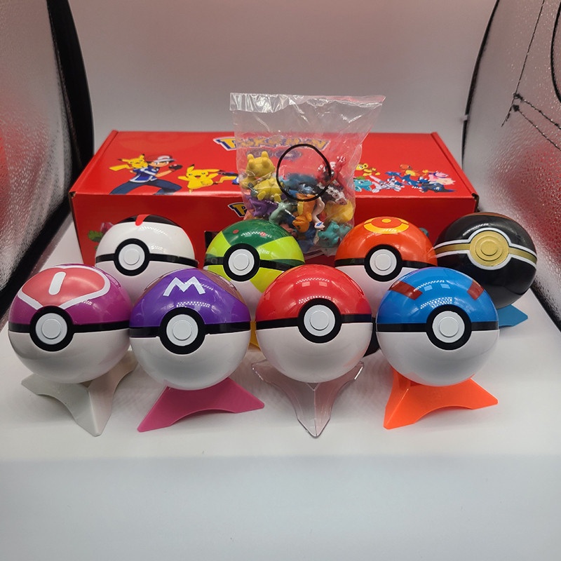 8pcs / Set Action Figure Pokemon Pokeball Monster Bahan PVC Dengan Kotak Original Untuk Hadiah Ulang Tahun Anak