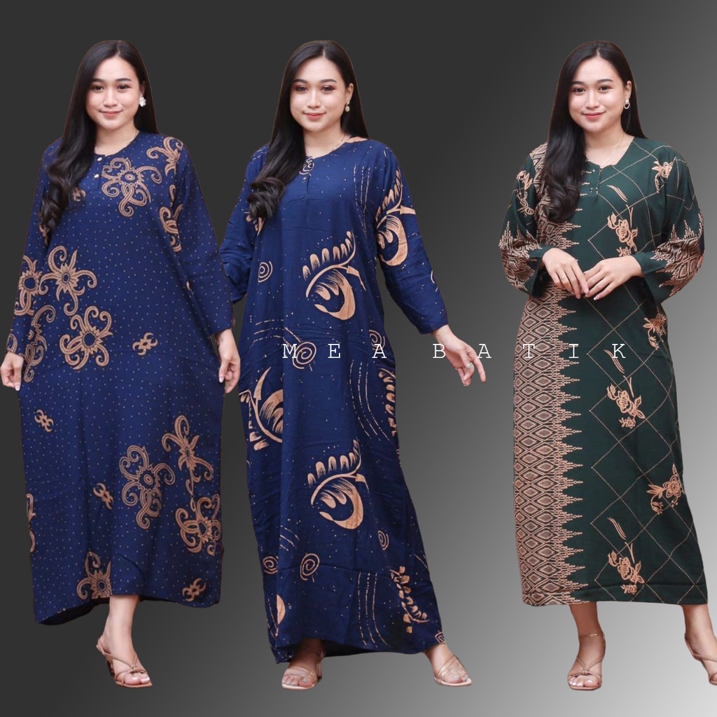 Daster Panjang Batik - Busui Dada Kancing - Adem - Halus - Murah - Rayon Santung