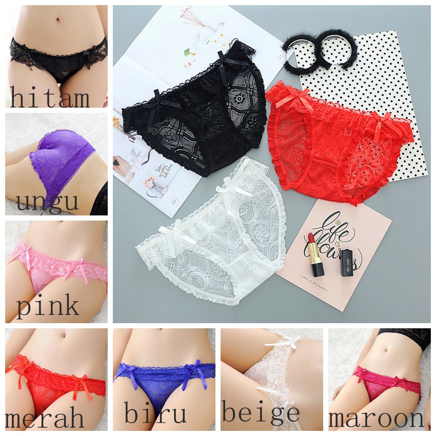 Celana Dalam Wanita Sexy bunga transparan Low Waist Celana C159