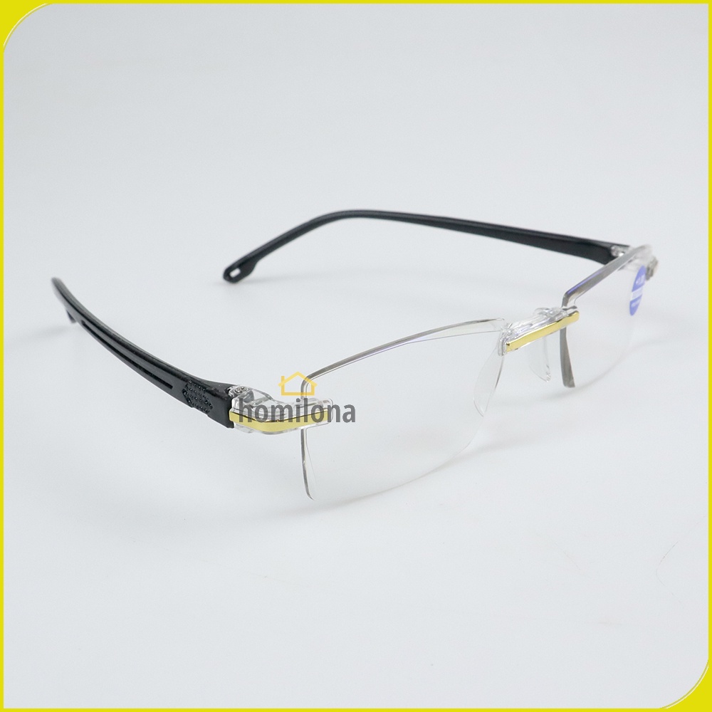 Kacamata Baca Frameless Anti Blue Light Reading Glasses Plus 1 - BELMON 641 - Black Gold