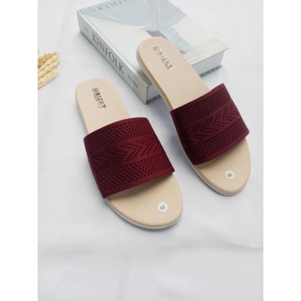 Sandal Slop Rajut Teplek Sandal Wanita Model Kekinian