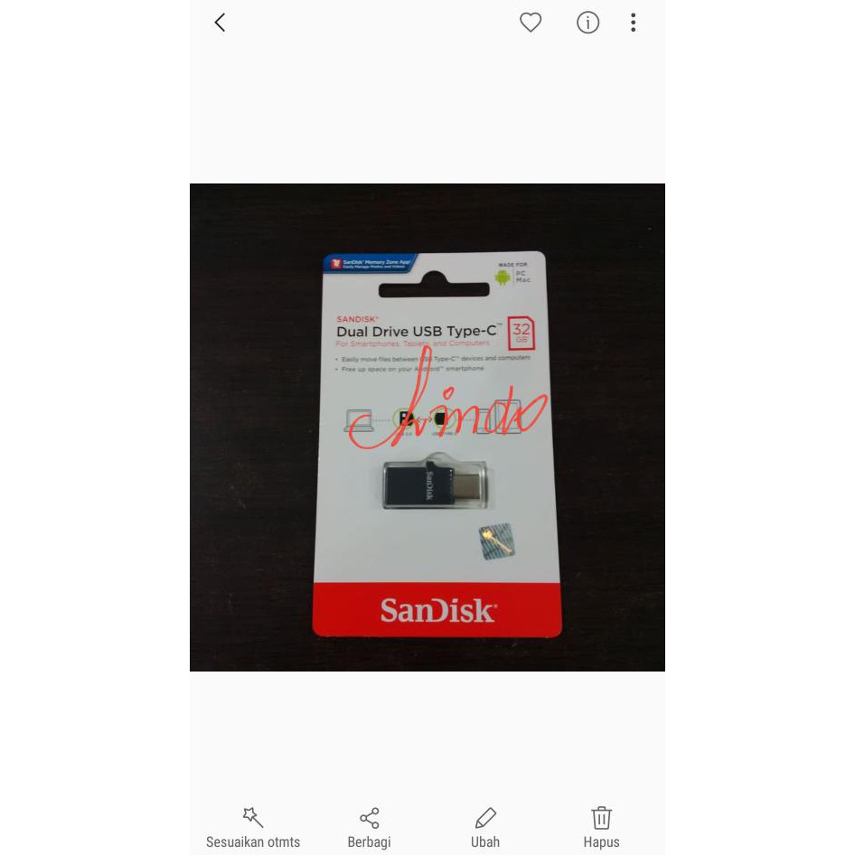 Siap Kirim Sandisk Flashdisk Otg Usb Tipe C Sandisk 32Gb Buru Order