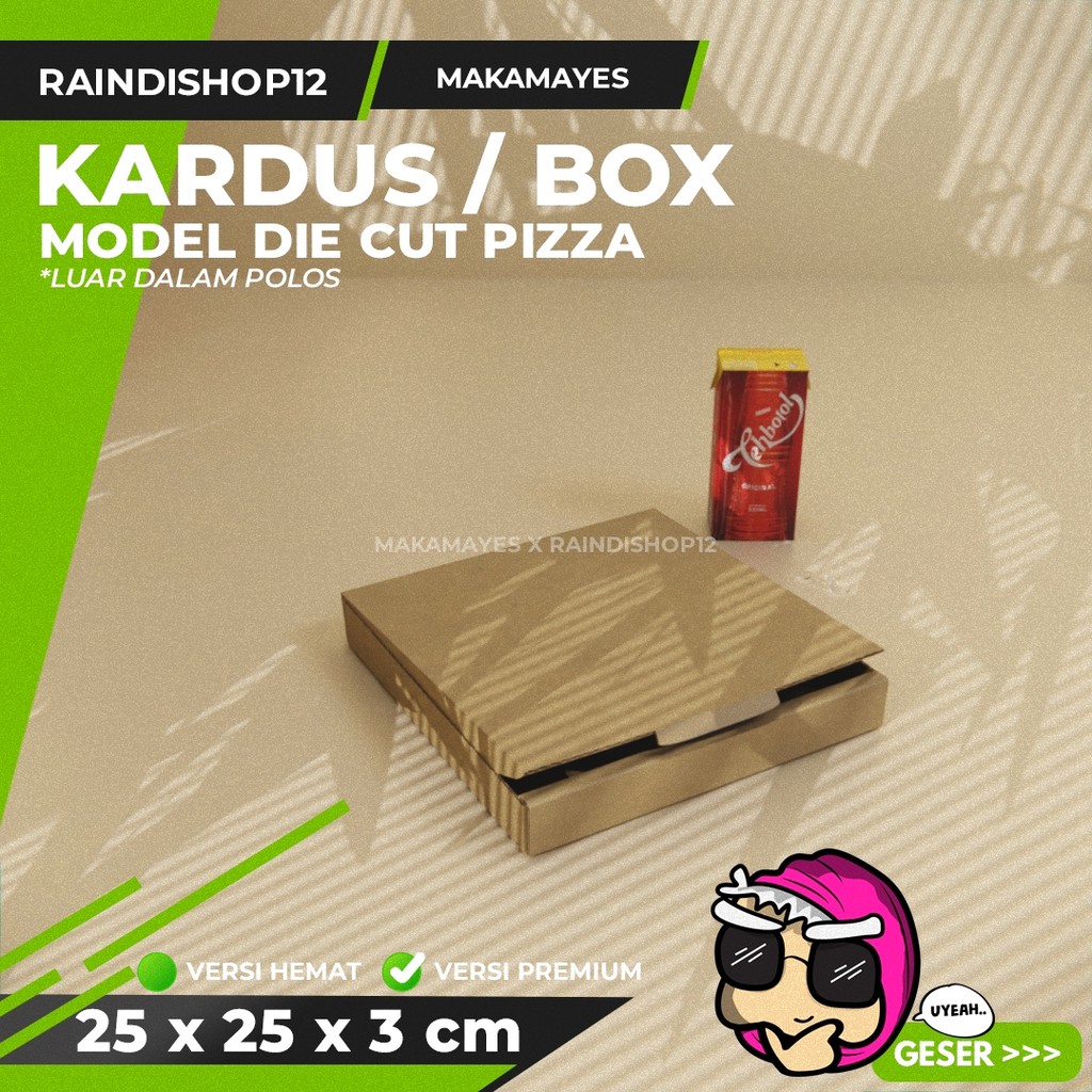 

(MIN 10 PCS) BOX 25 X 25 X 3 CM KARDUS DIE CUT PIZZA KEMASAN PACKAGING KADO