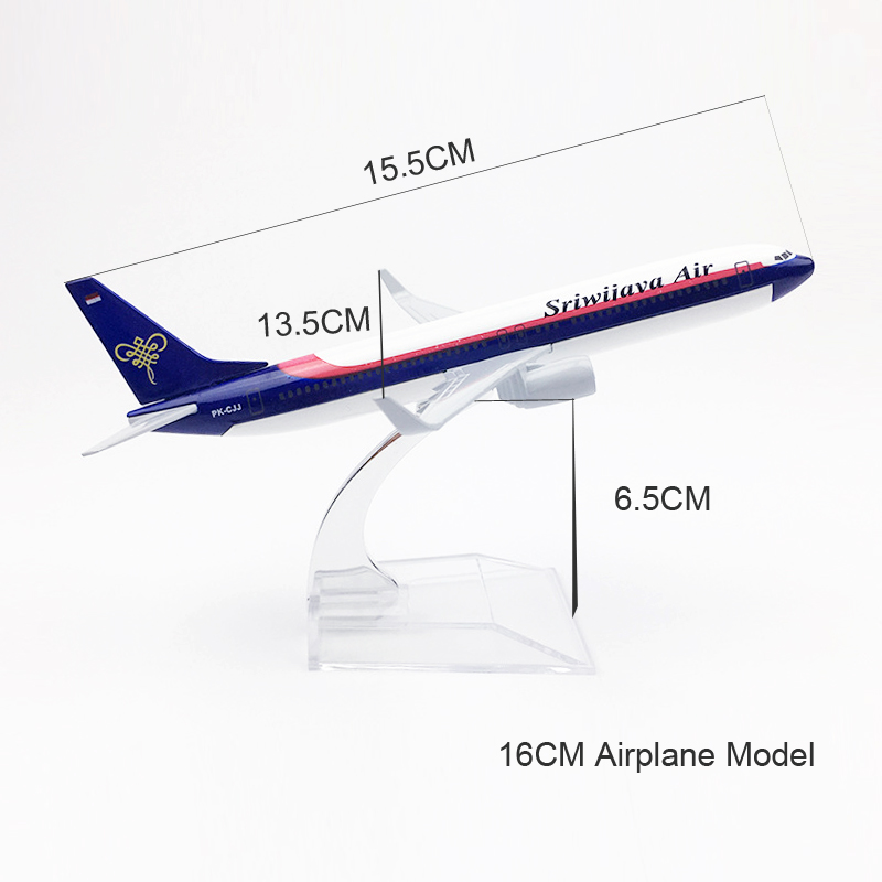 Srivijaya Air B737 Model Pesawat Indonesia Boeing737 Die Cast Metal Plane Model Pesawat Mainan 16CM