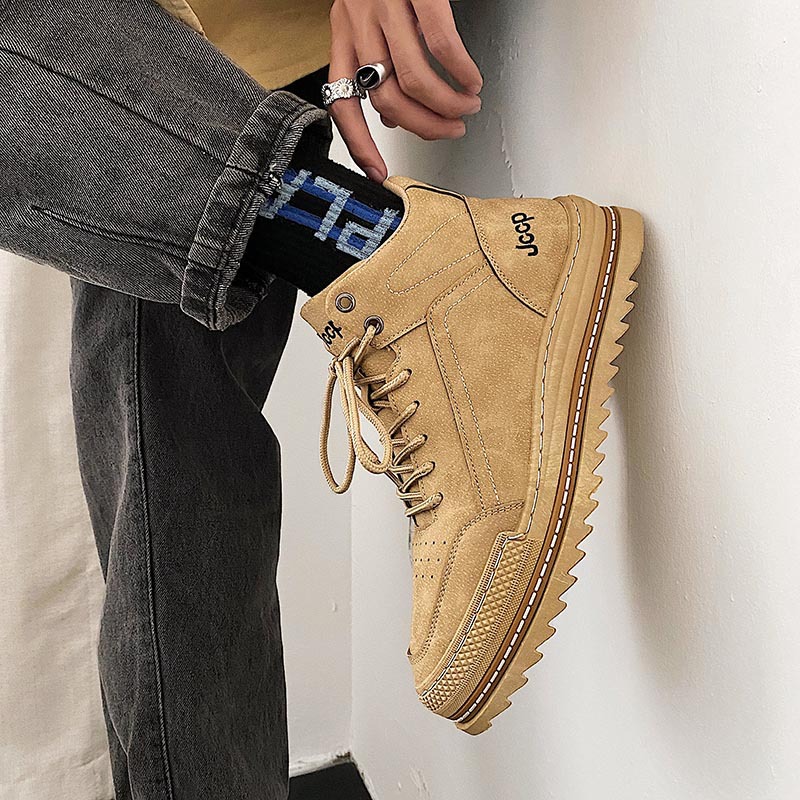 Sepatu Boots Martin 2021 New Autumn British Trend White Suit Big Boots Korean Men's Shoes