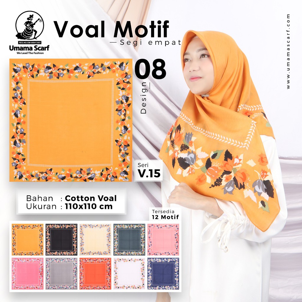 Grosir 10 Pcs Hijab Segi Empat Voal Motif 08 Bahan Cotton Voal - By Umama