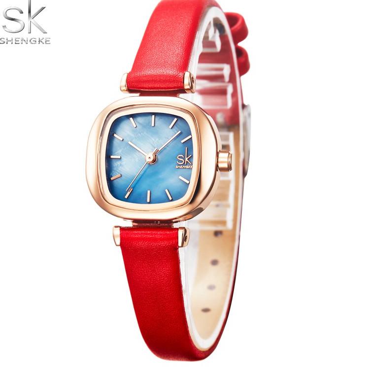 41 SHENGKE 8052 Jam Tangan Wanita Analog Tali Kulit Pearl Shell Korean Design CURRENOS ☻➫ ✣
