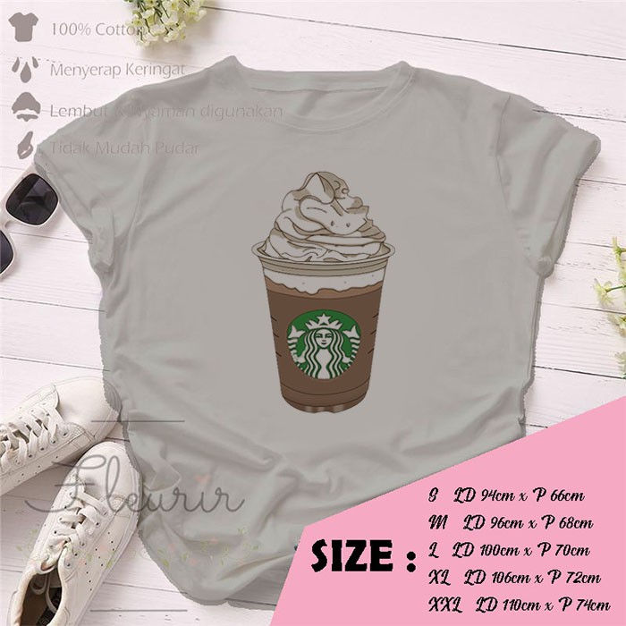 FLEURIR - KAOS STARBUCKS FRAPPE WANITA DEWASA LENGAN PENDEK TUMBLR TEE UNISEX