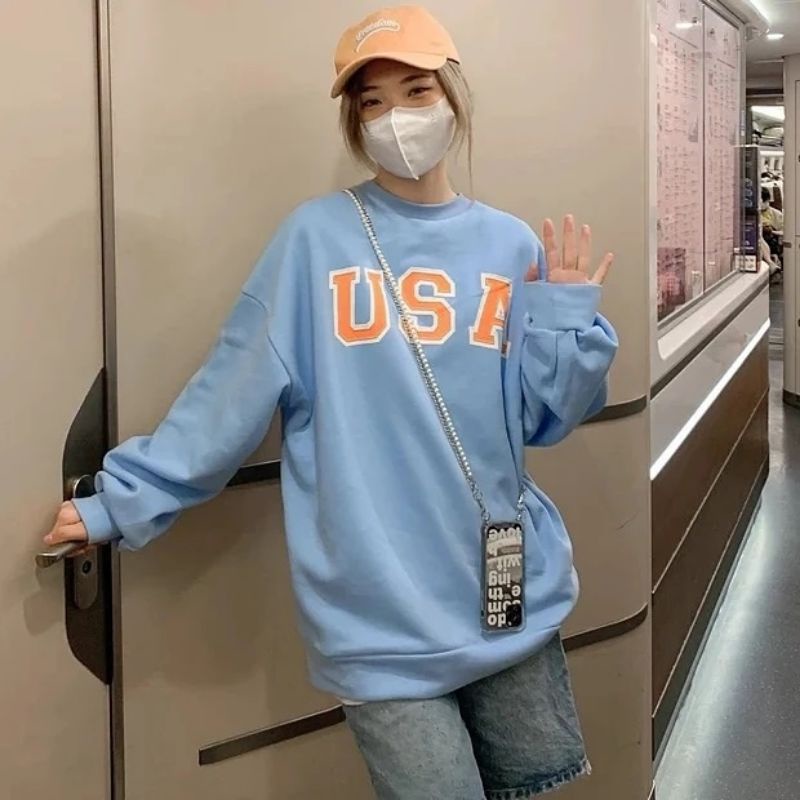 USA sweater outerwear casual fashion remaja