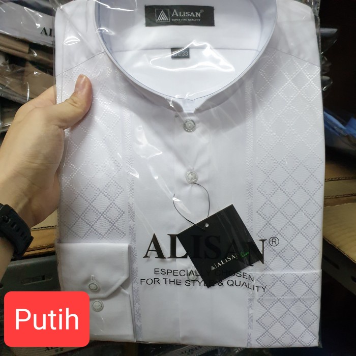 Baju Koko Alisan lengan panjang original ukuran 16 (XL) - Putih