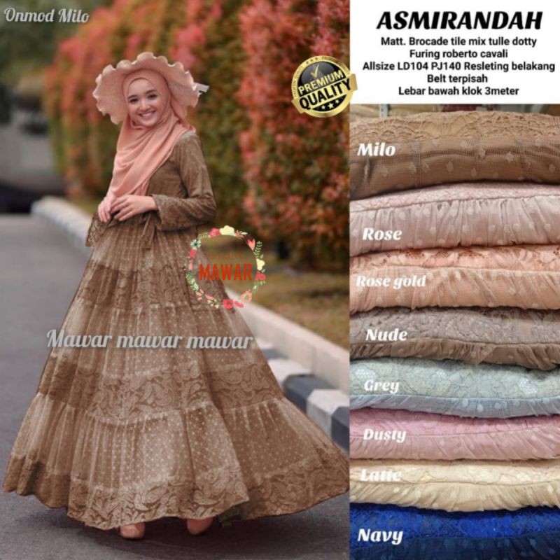 dress gamis Asmirandah nadhira brukat Tulle dotty model anak muda terbaru