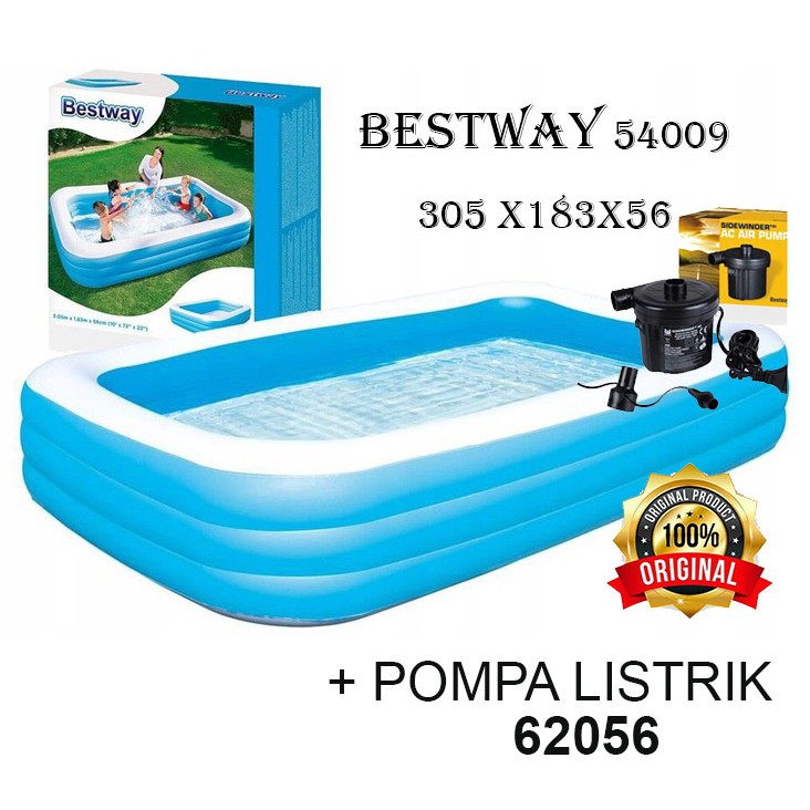 PROMO Bestway 54009 KOLAM Renang Karet Anak Dan Keluarga Rectangular Jumbo Ukuran Besar - Biru