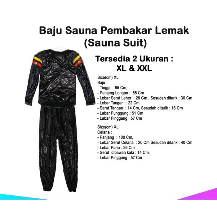 Sauna Suit/Baju Sauna/Baju Olahraga Running Tracksuit/Set Pakaian Olahraga/Setelan Baju Celana Sauna Suit/Jaket Pelangsing/Stelan Jaket Celana Sauna Suit Pelangsing/Jaket Pembakar Lemak