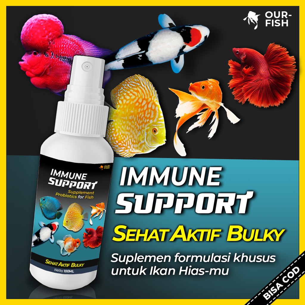 Vitamin Ikan Hias IMMUNE SUPPORT Suplemen Ikan Cupang Discus Louhan Mas Koki Koi Goldfish Discuss Guppy Arwana Channa Predator Oscar by Ourfish Store Betta Mastery Koukkai Fishkinian