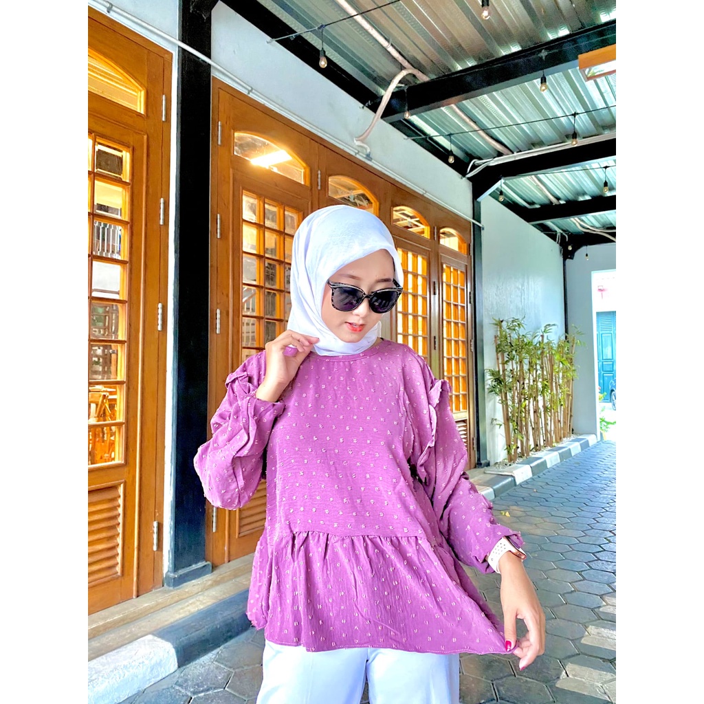 Olla Blouse Crinkle Uragiri Wanita Blouse Casual