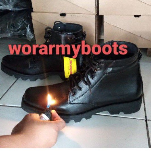 Sepatu PDH Tali Resleting kulit sapi asli PDH POLRI TNI Security size 39 sampai 47 by Wor Army Boots