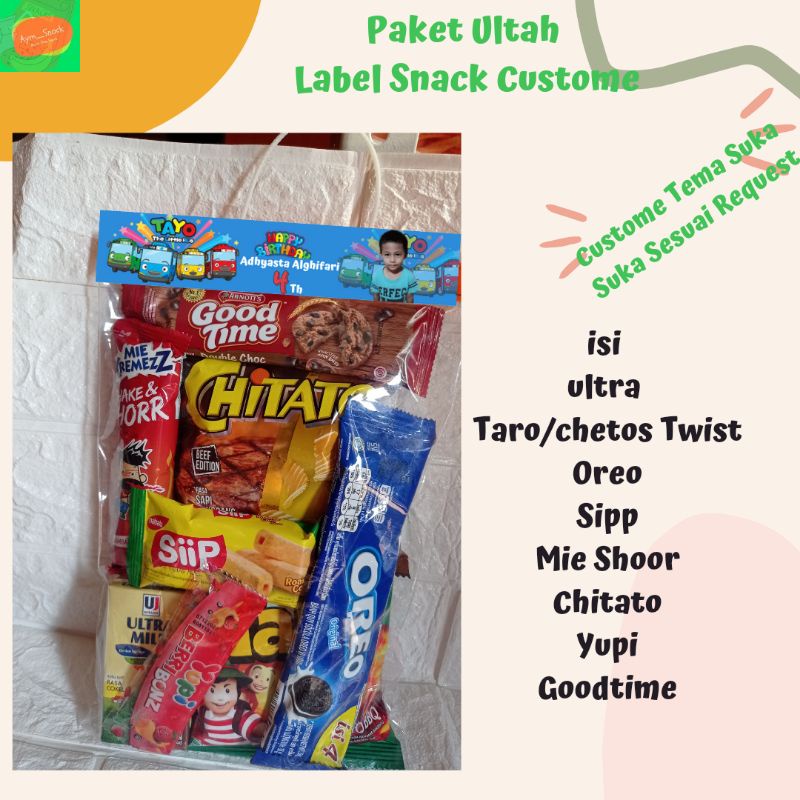 Paket Ulang Tahun Anak /Label Custome Snack Ultah Anak/Snack Ulang Tahun Label Custome