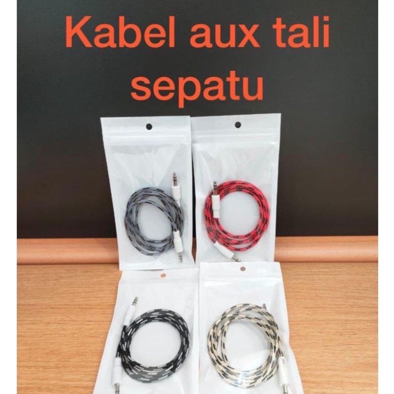 Kabel AUX 1X1 Bahan Tali Sepatu Connect HP ke Speaker