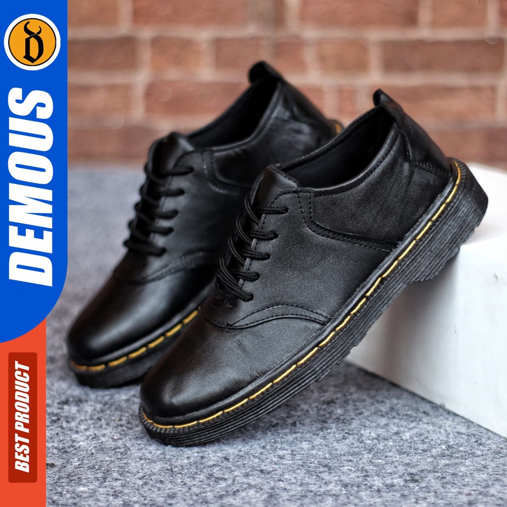 Sepatu Formal Pria Sepatu Casual Pria Kulit Asli Tali Sepatu Pantofel Kerja Kantor Kuliah Kondangan Sepatu Hitam Pria DEMOUS FIHOL