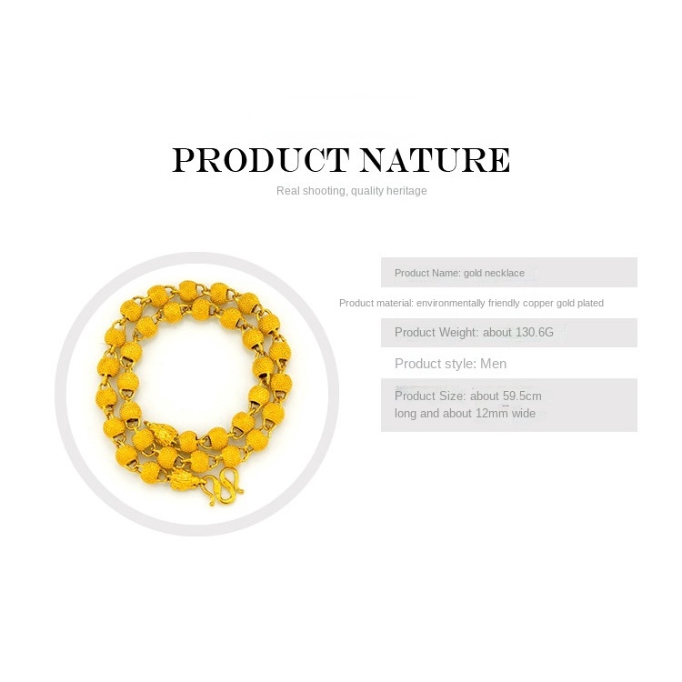 Kalung Manik-Manik Bulat Emas Emas Asli Kadar 375Desain Buddha Unik Gaya Korea Untuk Pria