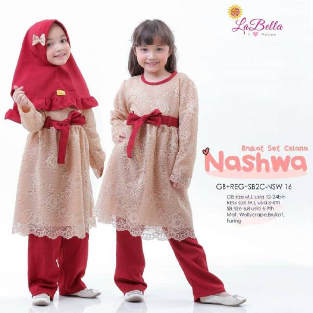 Gamis Anak Nashwa | Gamis Brukat Anak | Gamis Setelan Celana | Labella