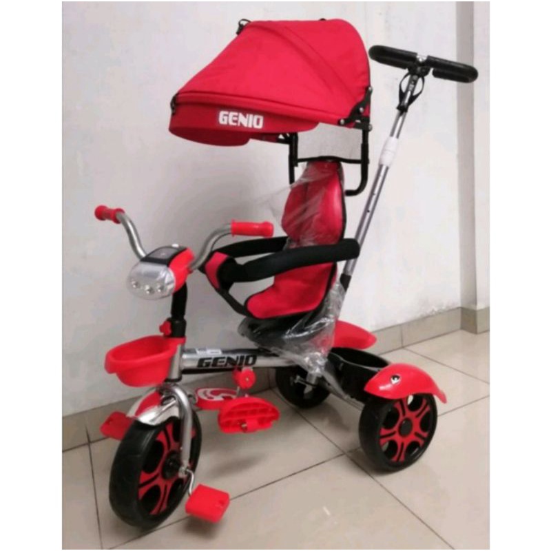 sepeda anak roda 3 sepeda stroller genio ada music ada lampu, kursi bisa di putar (bekas) baby carriage