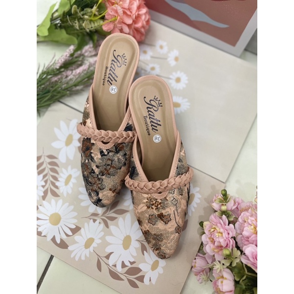 RATTU BOUTIQUE-Termurah!!! Heels 5cm kaca bolong brukat bling kepang / sepatu pengantin / wedding shoes / sepatu tunangan / sepatu kondangan