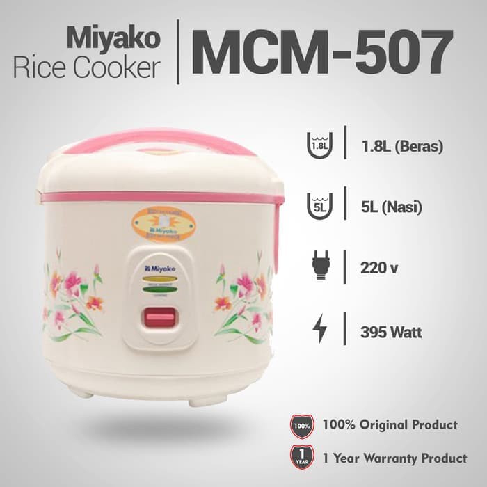 MIYAKO Magic Com 1,8 Liter / Rice Cooker 3in1 MCM 507 - Garansi Resmi 1 Tahun