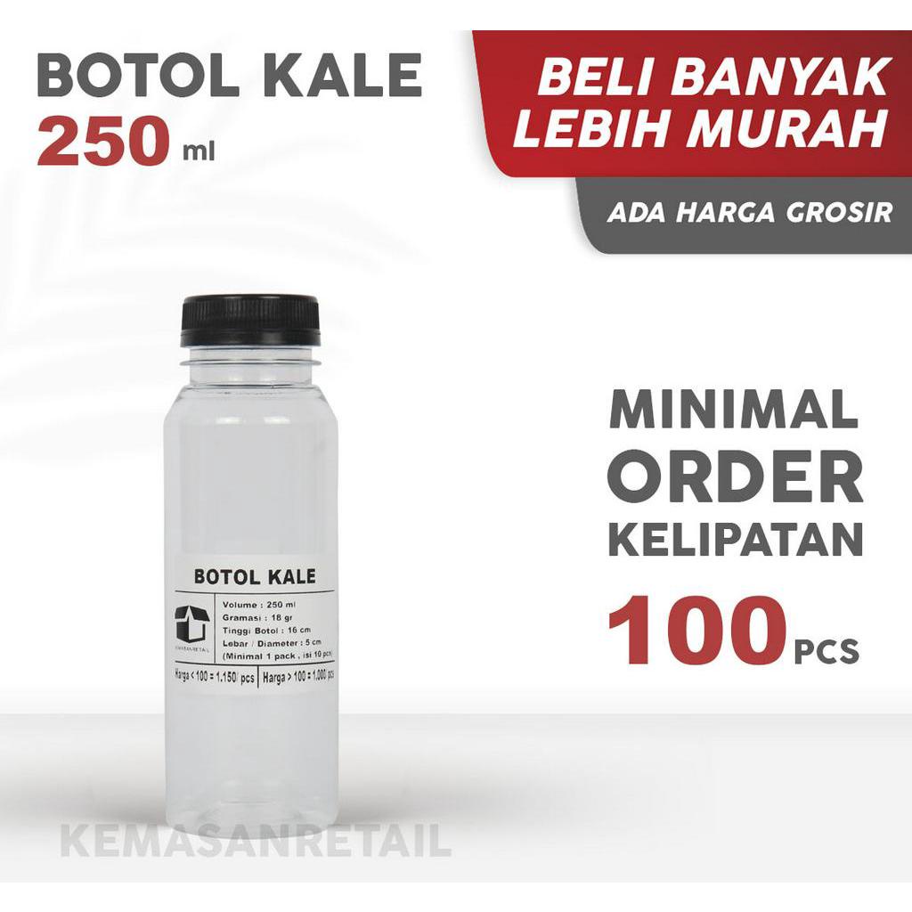 Botol Kale 250ml (Isi 100pcs) - Botol Plastik Minuman - Botol Plastik 250ml