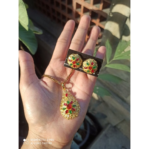 set kalung titanium dan alpaka kalung anting alpaka