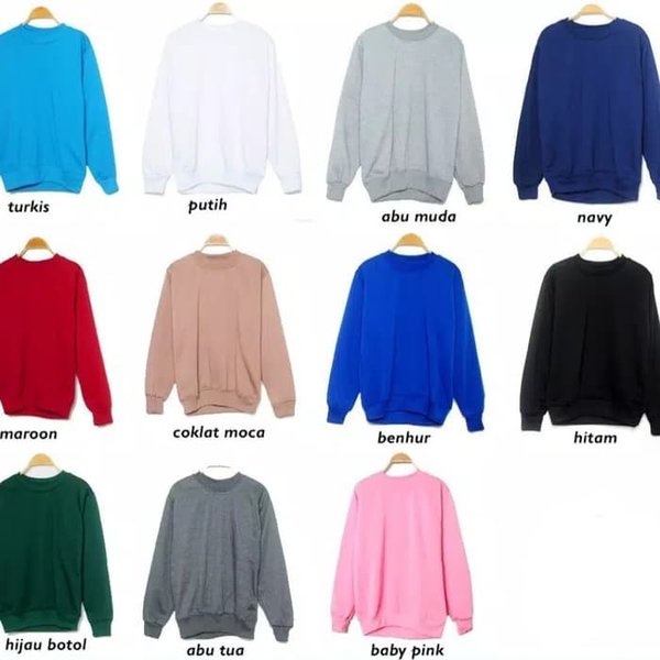 Crewneck Basic Polos Pria Wanita M L XL XXL  Oversize Plain Sweater Basic Crewneck Polos Jumbo  Premium Outerwear Simple Style Oversized Sweater Polos Crewneck Oblong