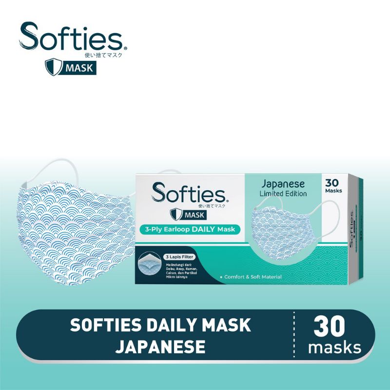Softies Daily Mask Jepang Biru 30s