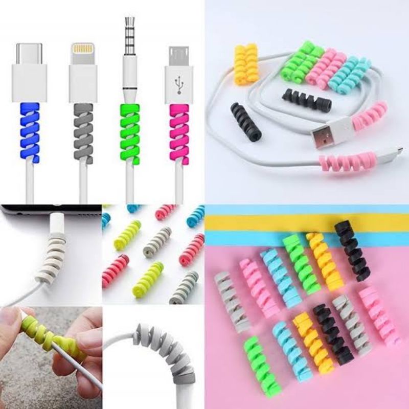 (1pack isi 4) PELINDUNG KABEL SPIRAL WARNA WARNI/ CABLE PROTECTOR 4 WARNA