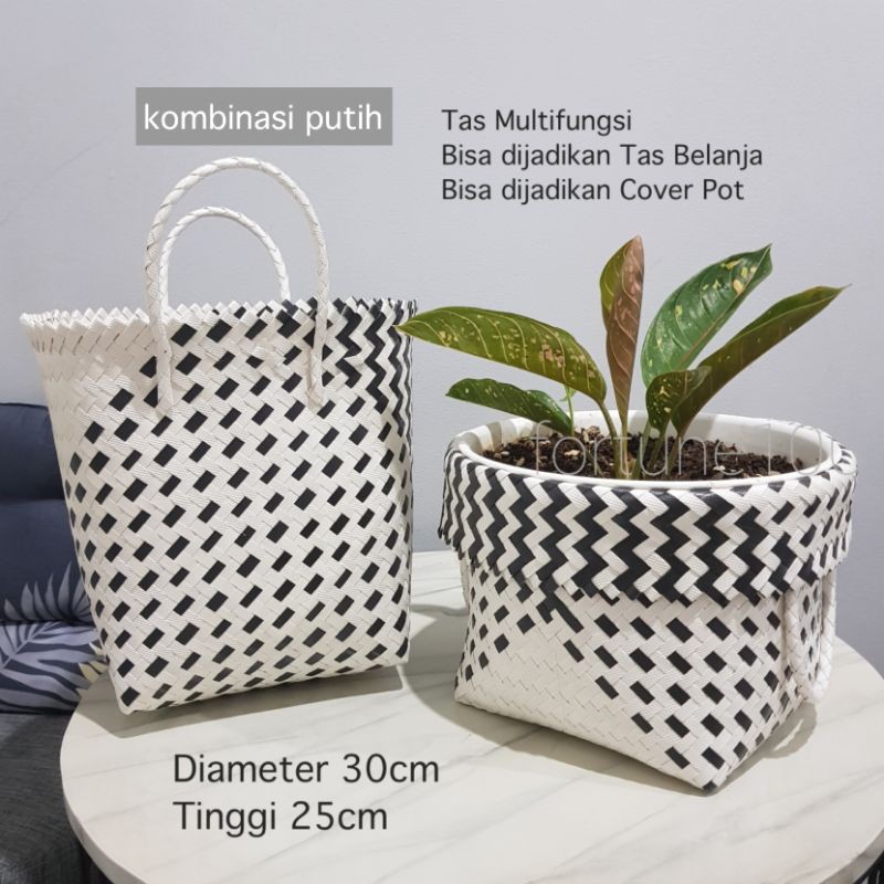 Keranjang Belanja / Tas Belanja / Keranjang Anyaman Plastik / Tas Kerajinan E05