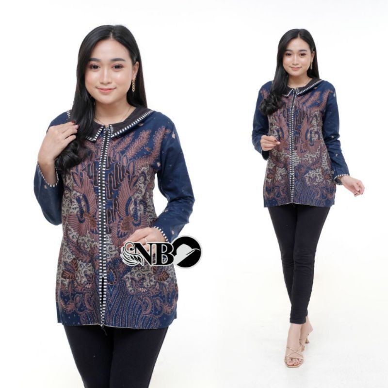 tey-17 Batik wanita ASJ SA HRB026 Kenongo Kemeja Tosca Pendek